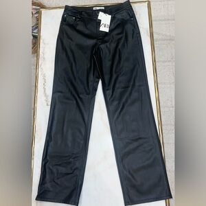Zara 90s Wide leg faux leather jeans